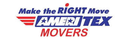 Apartments for rent in conroe Logo for Ameritex Movers with slogan "Make the RIGHT Move" in blue and red text. The design includes a red and blue icon with stars and stripes elements.